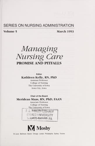 Tapa de Managing nursing care