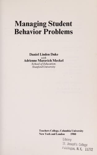 Tapa de Managing student behavior problems