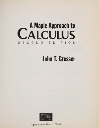 Tapa de A Maple approach to calculus