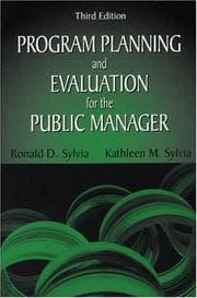 Tapa de Program planning and evaluation for the public manager