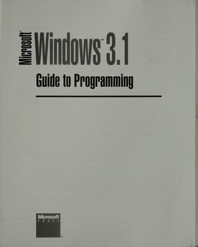 Tapa de Microsoft Windows 3.1: Programmer's Reference