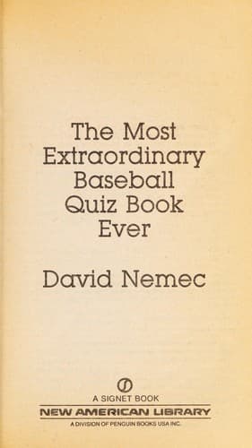 Tapa de The Most Extraordinary Baseball Quiz Book, Ever