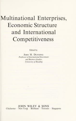 Tapa de Multinational enterprises, economic structure, and international competitiveness