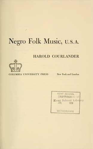 Tapa de Negro folk music U.S.A.