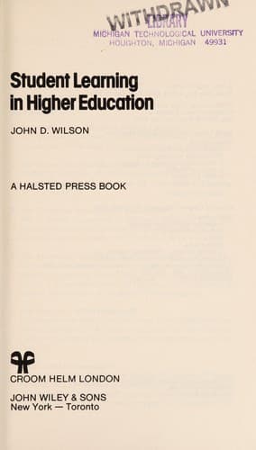 Tapa de Student learning in higher education