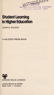 Tapa de Student learning in higher education
