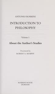 Tapa de Introduction to Philosophy, Volume 1