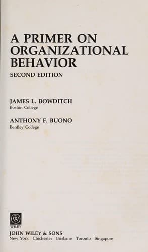 Tapa de A primer on organizational behaviour