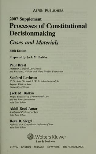 Tapa de Process of constitutional decisionmaking : cases and materials