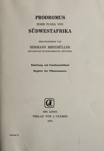 Tapa de Prodromus einer Flora von Südwestafrika