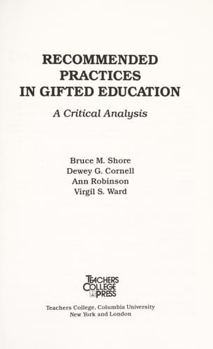 Tapa de Recommended practices in gifted education