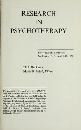 Tapa de Research in psychotherapy