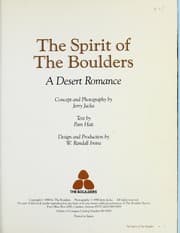 Tapa de The spirit of the Boulders : a desert romance