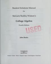 Tapa de Student solutions manual for Stewart/Redlin/ Watson's College algebra, fourth edition