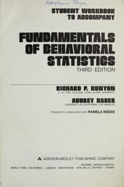 Tapa de Student workbook to accompany Fundamentals of behavioral statistics