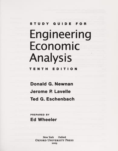 Tapa de Study guide for Engineering economic analysis, tenth edition, Donald G. Newnan, Jerome P. Lavelle, Ted G. Eschenbach