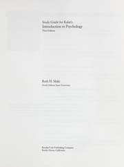 Tapa de Study guide for Kalat's introduction to psychology third edition