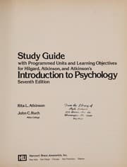Tapa de Study guide with programmed units and learning objectives for Hilgard, Atkinson, and Atkinson's Introduction to psychology, 7th ed