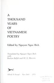 Tapa de A thousand years of Vietnamese poetry