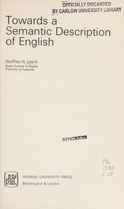 Tapa de Towards a semantic description of English