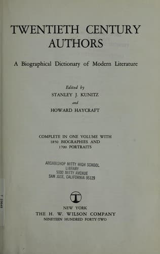Tapa de Twentieth century authors