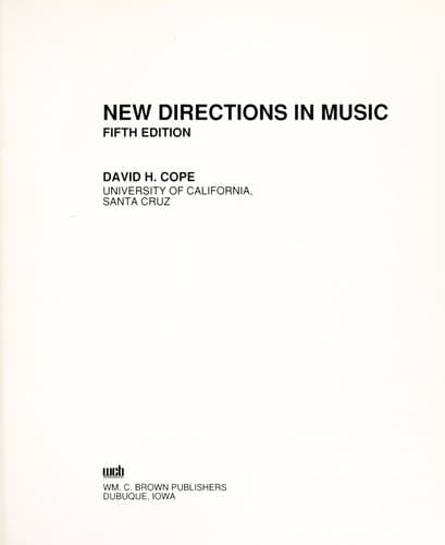 Tapa de New directions in music