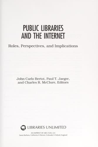 Tapa de Public libraries and the Internet