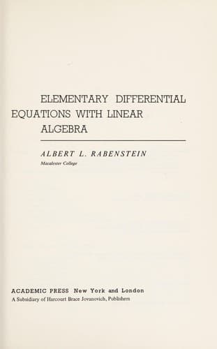 Tapa de Elementary differential equations with linear algebra