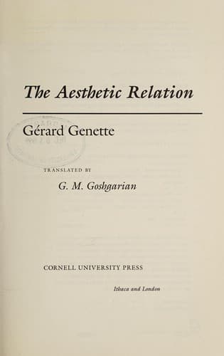 Tapa de The aesthetic relation