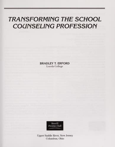 Tapa de Transforming the school counseling profession
