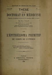 Tapa de De l'épithélioma primitif du corps de l'utérus