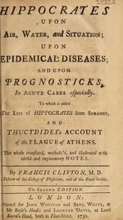 Tapa de Hippocrates upon Air, water, and situation; upon Epidemical diseases; and upon Prognosticks, in acute cases especially