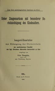 Tapa de Ueber Zungensarkom mit besonderer Berücksichtigung des Kindesalters ...