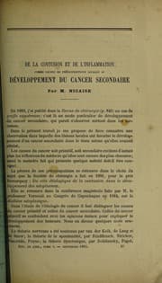 Tapa de De la contusion et de l'inflammation comme causes de prédispositions locales au développement du cancer secondaire