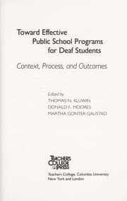 Tapa de Toward effective public school programs for deaf students