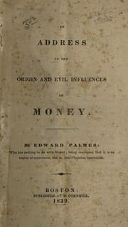 Tapa de An address on the origin and evil influences of money