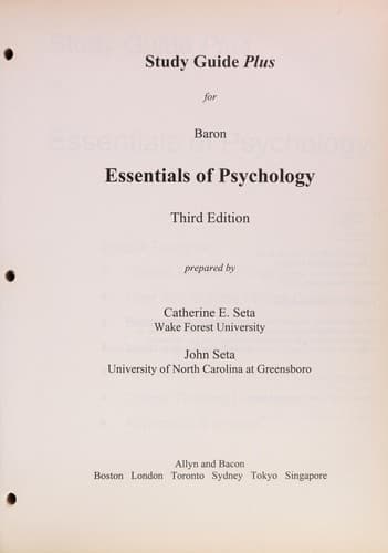 Tapa de Study Guide Plus for Essentials of Psychology
