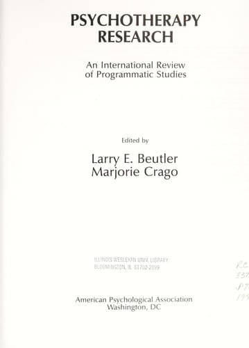 Tapa de Psychotherapy research