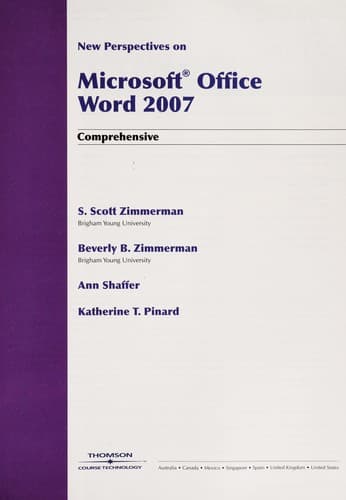 Tapa de New perspectives on Microsoft Office Word 2007