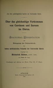 Tapa de Über des gleichzeitige Vorkommen von Carcinom und Sarcom im Uterus ...
