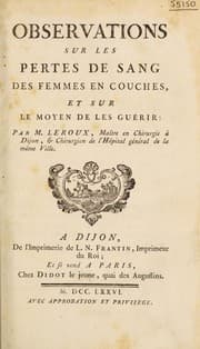 Tapa de Observations sur les pertes de sang des femmes en couches, et sur le moyen de les guérir
