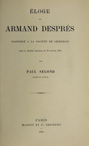 Tapa de Éloge de Armand Després