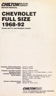 Tapa de Chilton Book Company repair manual