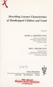 Tapa de Describing learner characteristics of handicapped children and youth