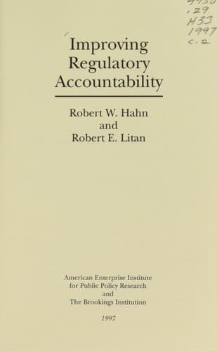 Tapa de Improving regulatory accountability
