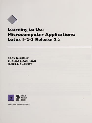 Tapa de Learning to use microcomputer applications, Lotus 1-2-3 release 2.2