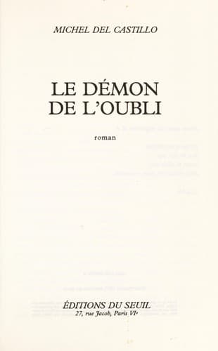 Tapa de Le démon de l'oubli