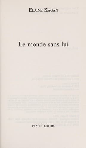 Tapa de Le Monde Sans Lui