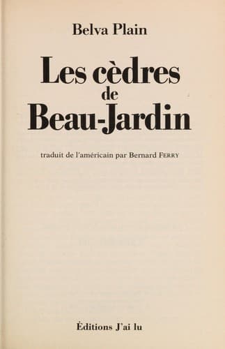 Tapa de Les cedres de Beau-Jardin