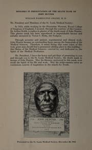 Tapa de Remarks on presentation of death mask of John Hunter to the St. Louis Medical Society
